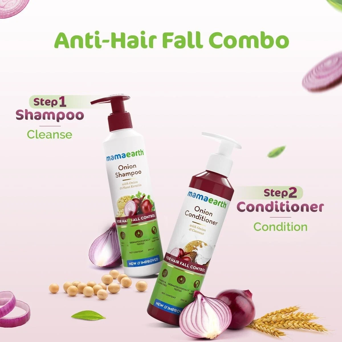 Mamaearth Hair Fall Control Combo Onion Shampoo 250ml + Onion Conditioner 250ml thumbnail