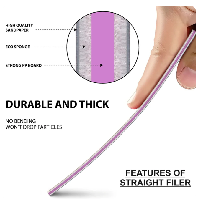 SHILLS Professional Straight Nail File 100/180 Grit (pack of 3) thumbnail