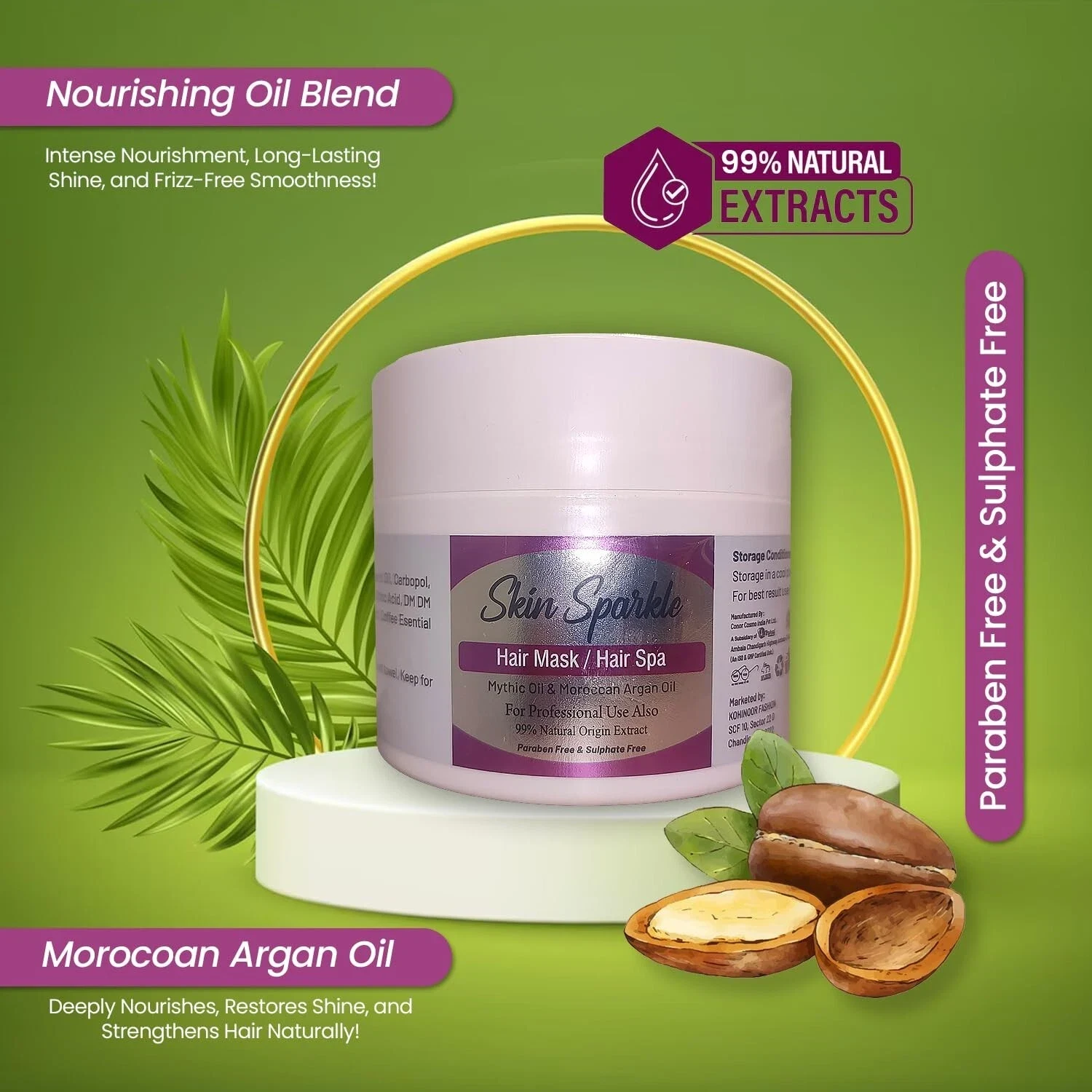Skin Sparkle Hair Mask & Hair Spa with Moroccan Argan Oil & Nourishing Oil 200g thumbnail