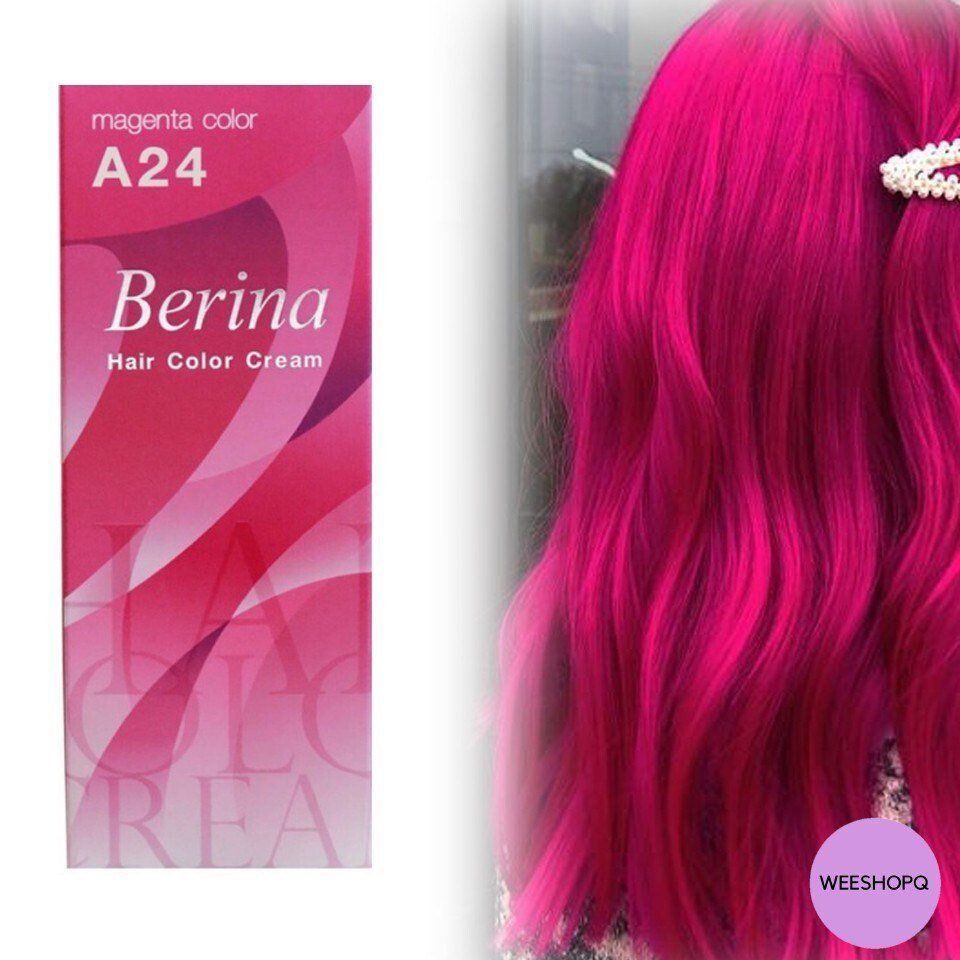 Berina Best Hair Dye Color Cream A24 Magenta Long Lasting Permanent 60ml thumbnail