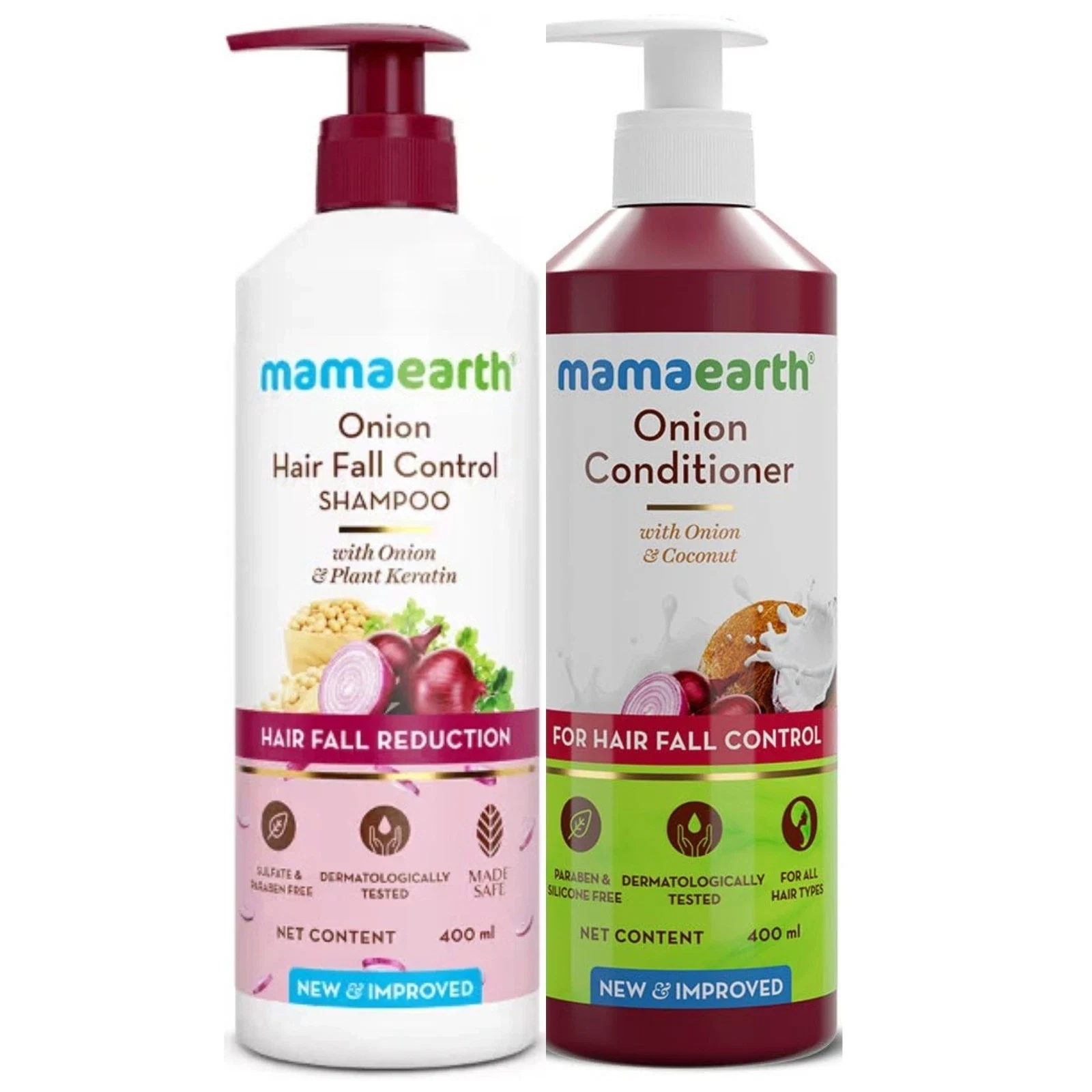 Mamaearth Onion Shampoo & Conditioner For Hair Growth & Hair Fall Control 800ml