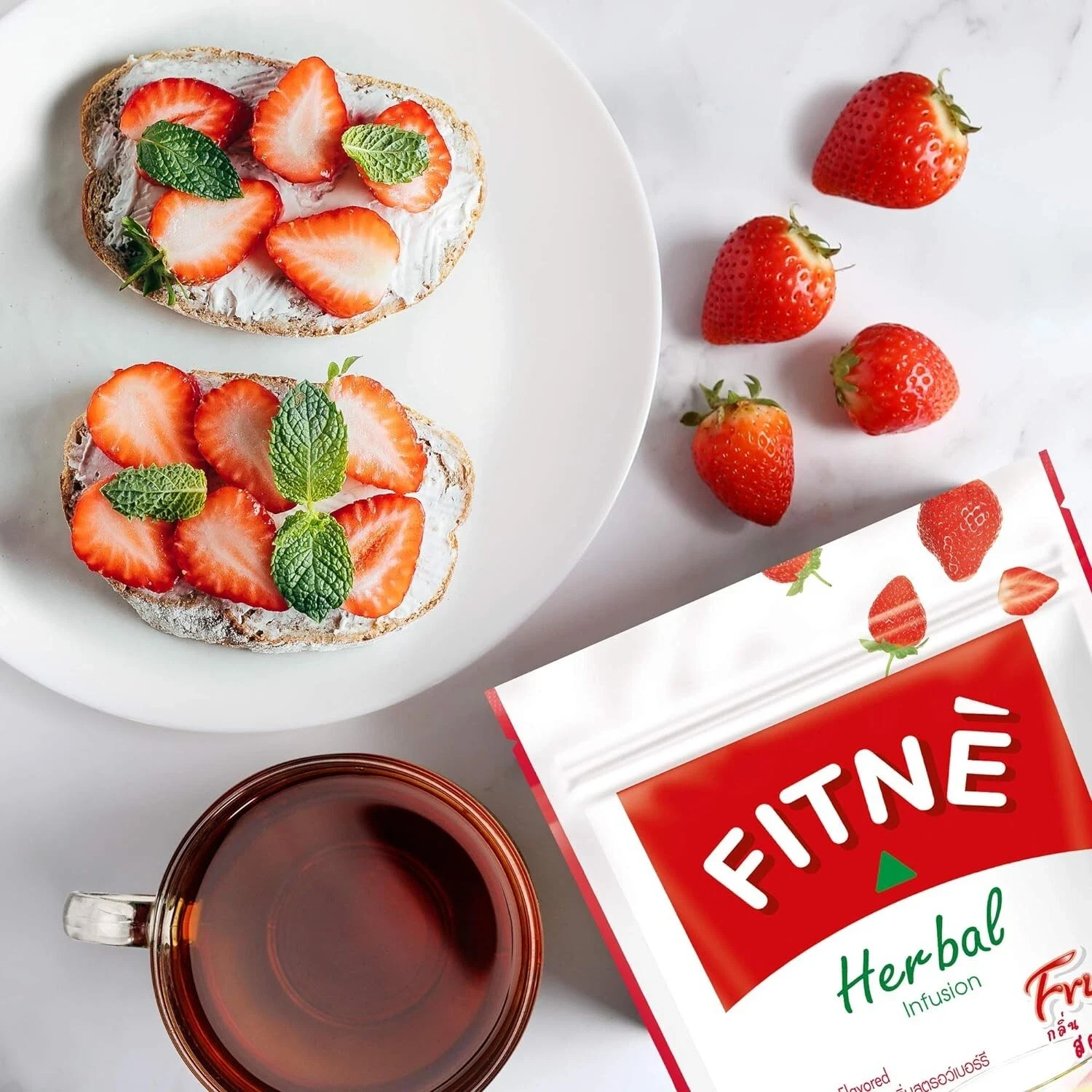 FITNE Strawberry Herbal Tea Fruity 12 Tea Bags unique natural herbs thumbnail