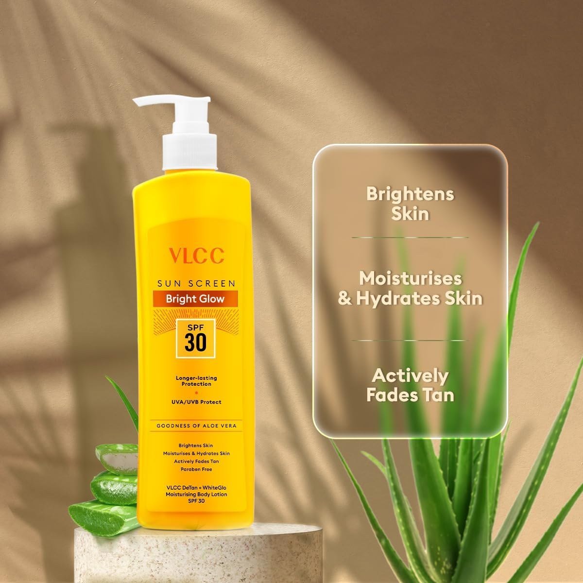VLCC Bright Glow Body Lotion with SPF 30 PA+++, Cocoa Butter, Shea Butter, Aloe Vera, Almond Oil, 350ml thumbnail