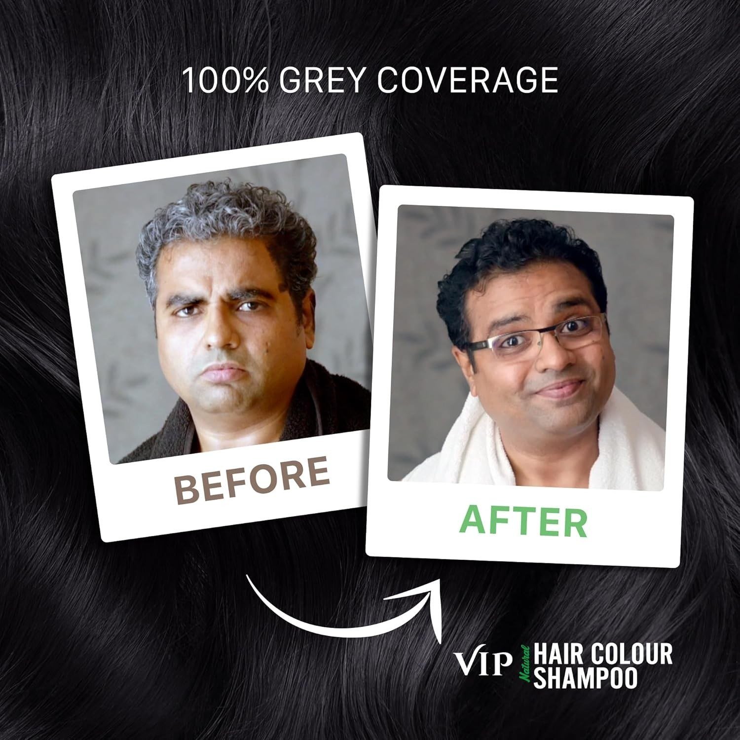 VIP Hair Colour Shampoo For Black Hair With 100% Grey Hair Coverage 180ml thumbnail