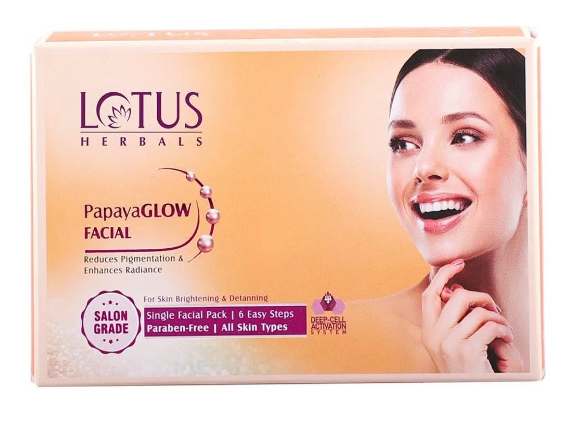 Lotus Herbals PapayaGlow Facial Kit with Peeling Mask, 4 in 1 Formula for All Skin Types, Reduces Pigmentation and Instant Glow (4 Use) thumbnail