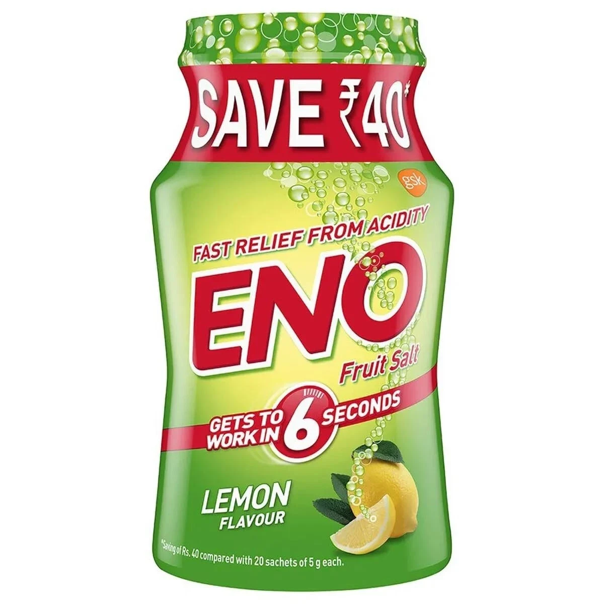 Eno Fruit Salt (Lemon) Fast Relief From Acidity Problems Bottle of 100g