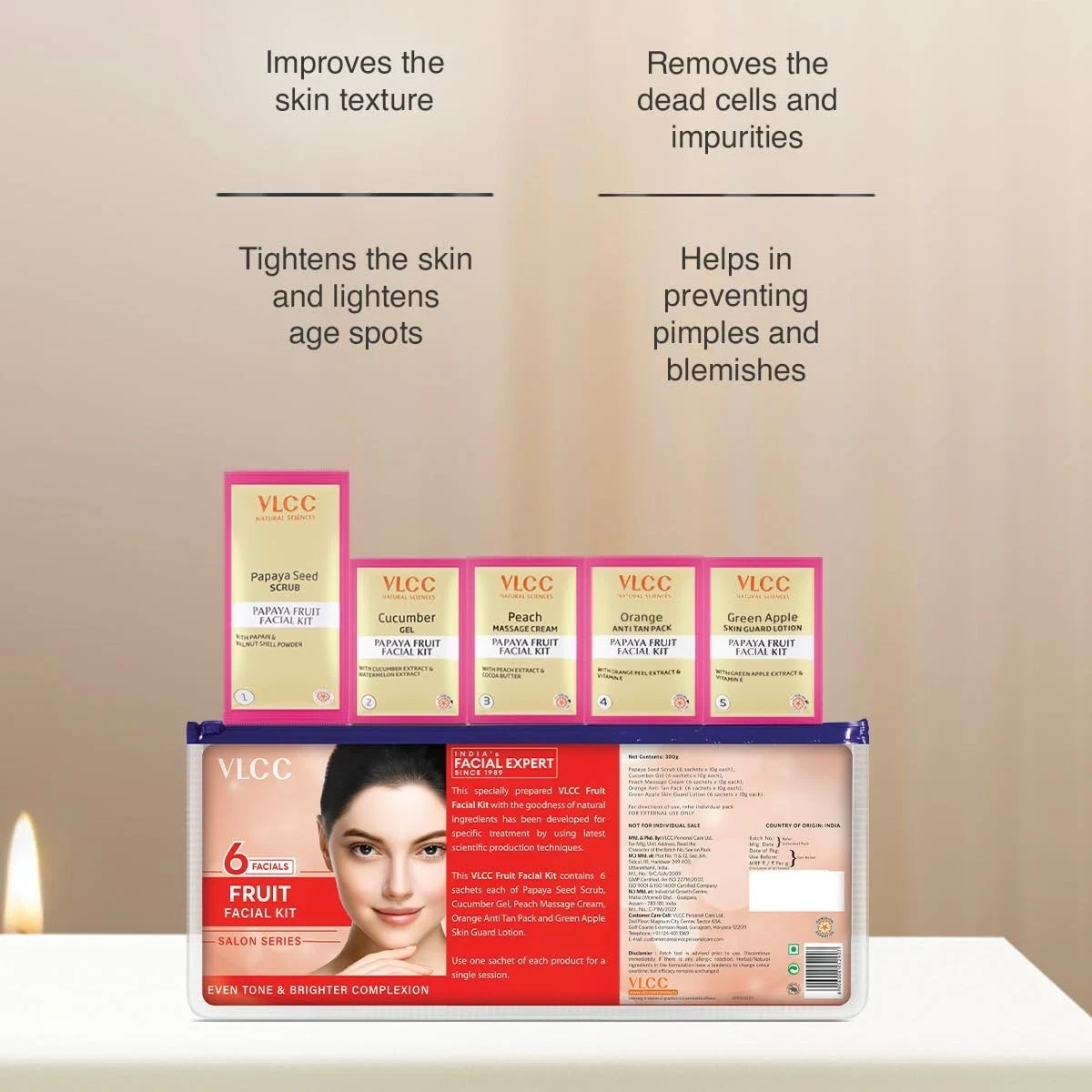 VLCC Salon Series Fruit Facial Kit 6 Facials For Tight and Light Skin Tone 300g thumbnail