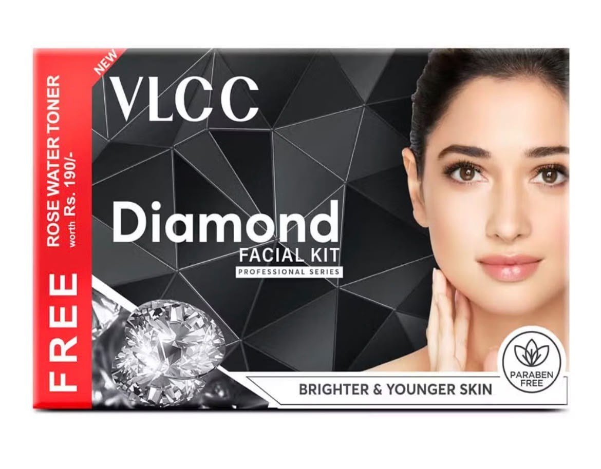 VLCC Diamond Facial Kit + Free Rose Water Toner 300gm ( Salon Series )