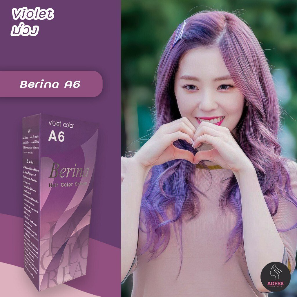 Berina Best Hair Dye Color Cream A6 Voilet Long Lasting Permanent 60ml