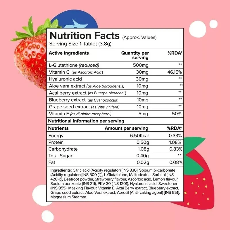 PLIX Glutathione Tablets With Vitamin C For Clear & Youthful Skin Strawberry 15p thumbnail