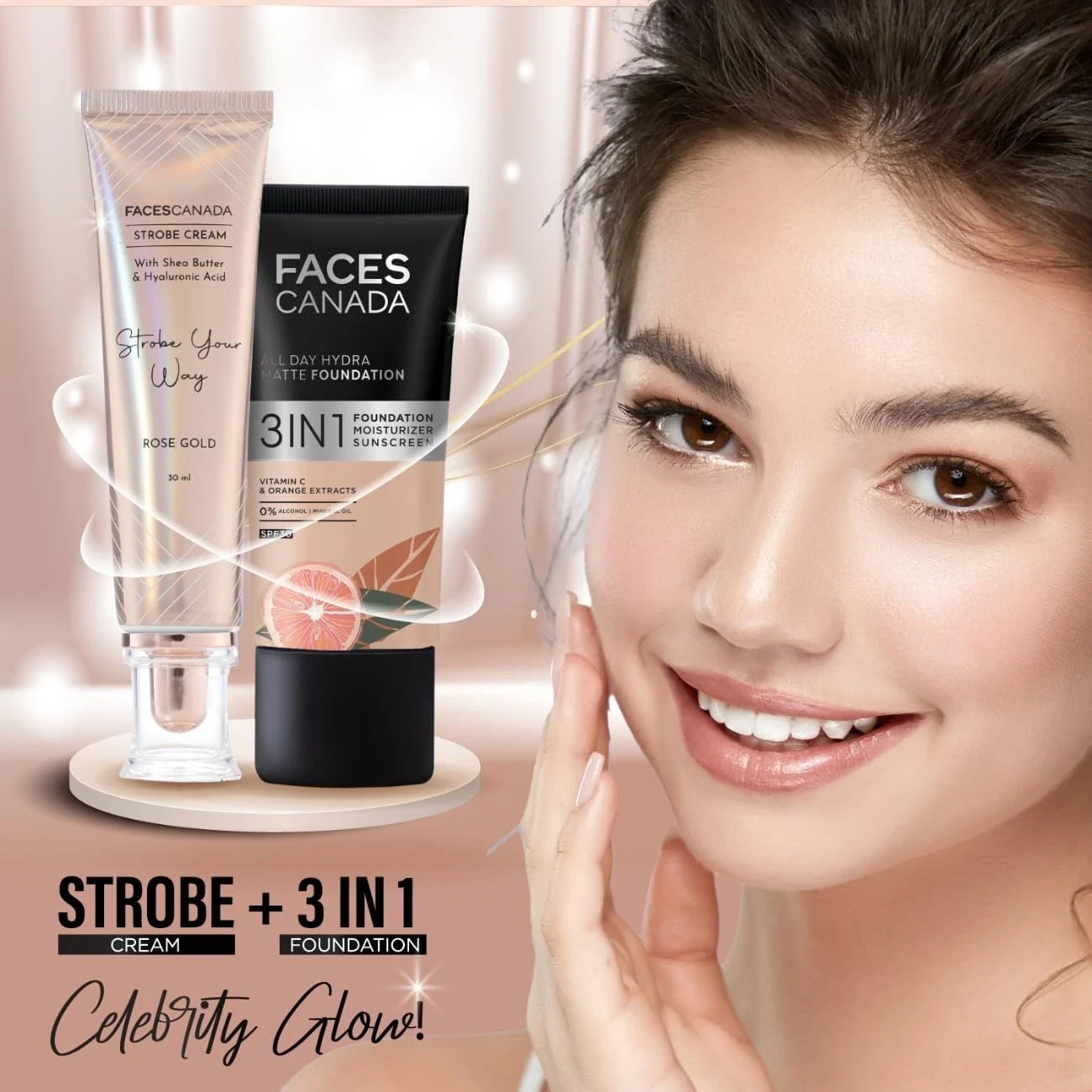 FACESCANADA Strobe Cream Rose Gold, Primer + Highlighter + Moisturizer 30ml thumbnail
