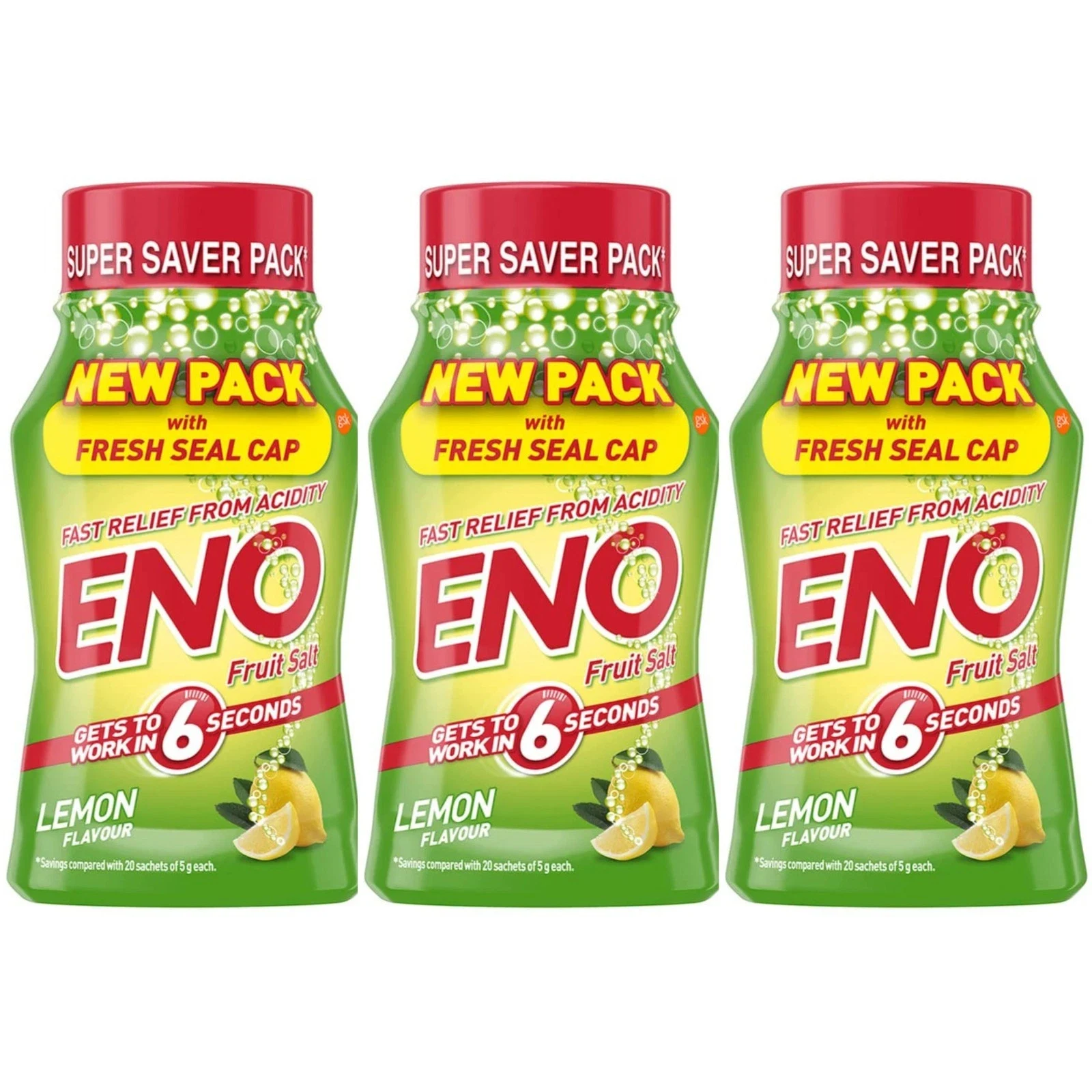 Eno Lemon Flavour Powder Fast Relief From Indigestion & Acidity 100g X 3
