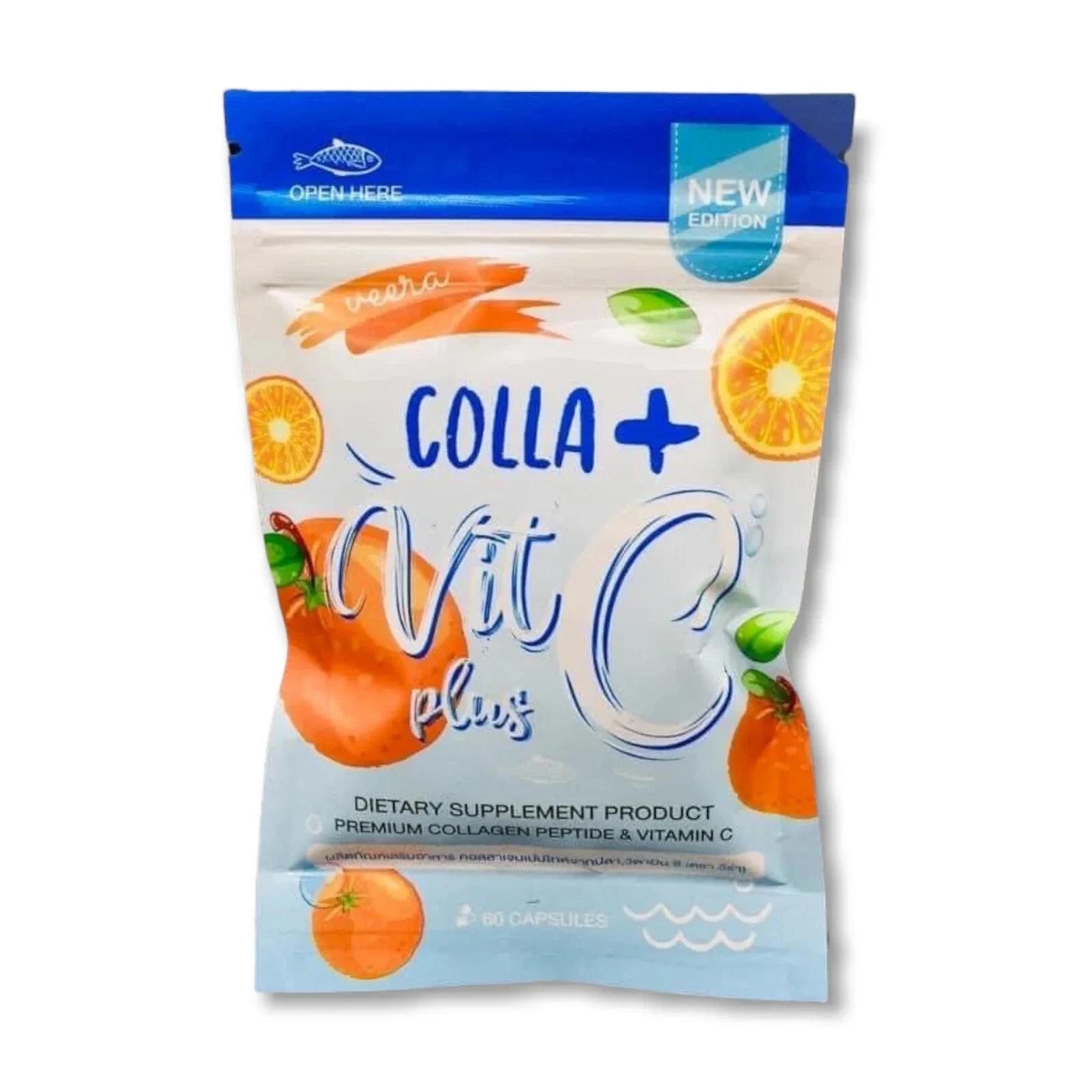 Veera Colla Vit C Plus Premium collagen Brighten Lightening Skin Whitening 60Cap