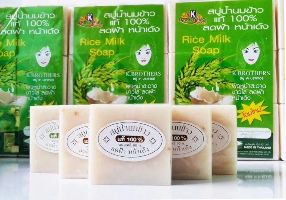 Thai Rice Milk Handmade Herbal Soap Whitening Collagen Acne Body Face 12 Soaps thumbnail