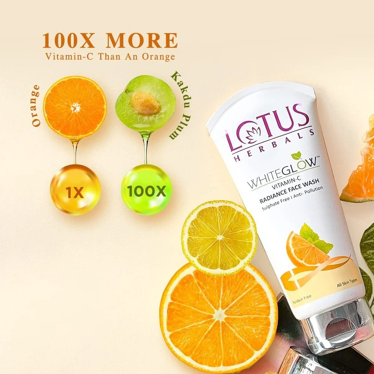 Lotus Herbals WhiteGlow Vitamin C Radiance Face Wash For Dark Spots 100g thumbnail