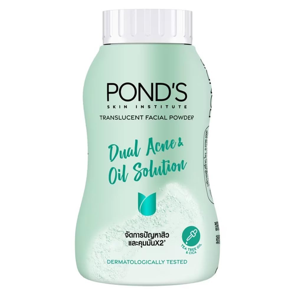 POND'S Dual Acne & Oil Control Ultra Matte Face Powder, Tea Tree Oil and CICA, 50 g
