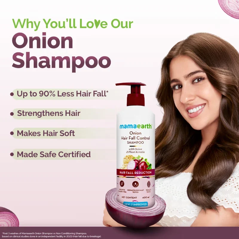 Mamaearth Onion Hair Fall Shampoo for Hair Growth & Hair Fall Control 400ml thumbnail