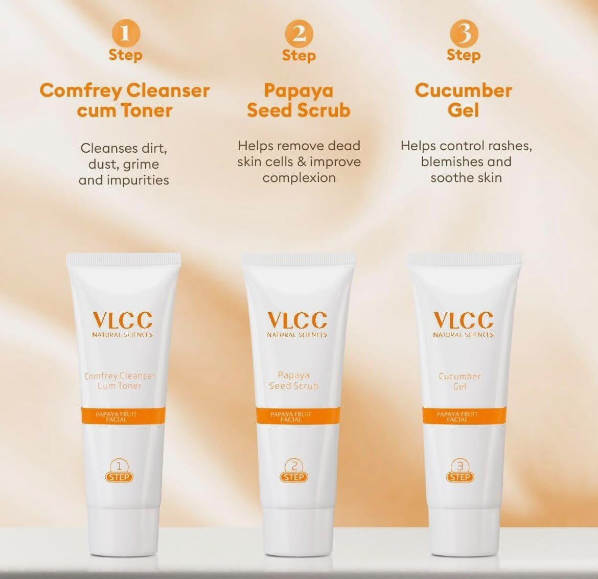 VLCC Papaya Fruit Facial Kit + FREE Rose Water Toner, 300 gm ( Salon Series ) thumbnail