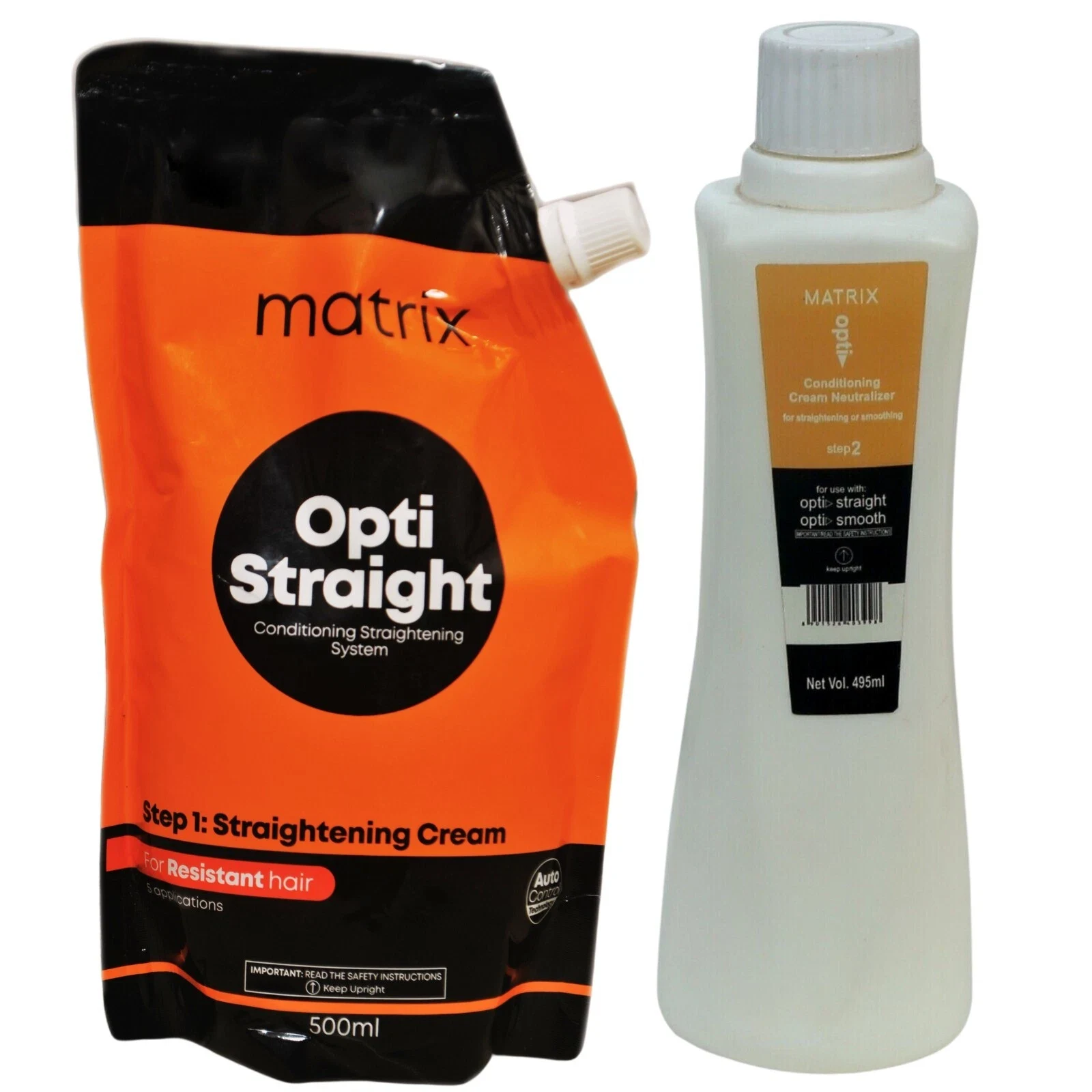MATRIX Opti. Straightening Cream 500ml for Resistant Hair & Neutralizer 500ml