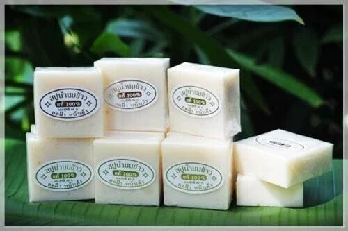Thai Rice Milk Handmade Herbal Soap Whitening Collagen Acne Body Face 12 Soaps thumbnail
