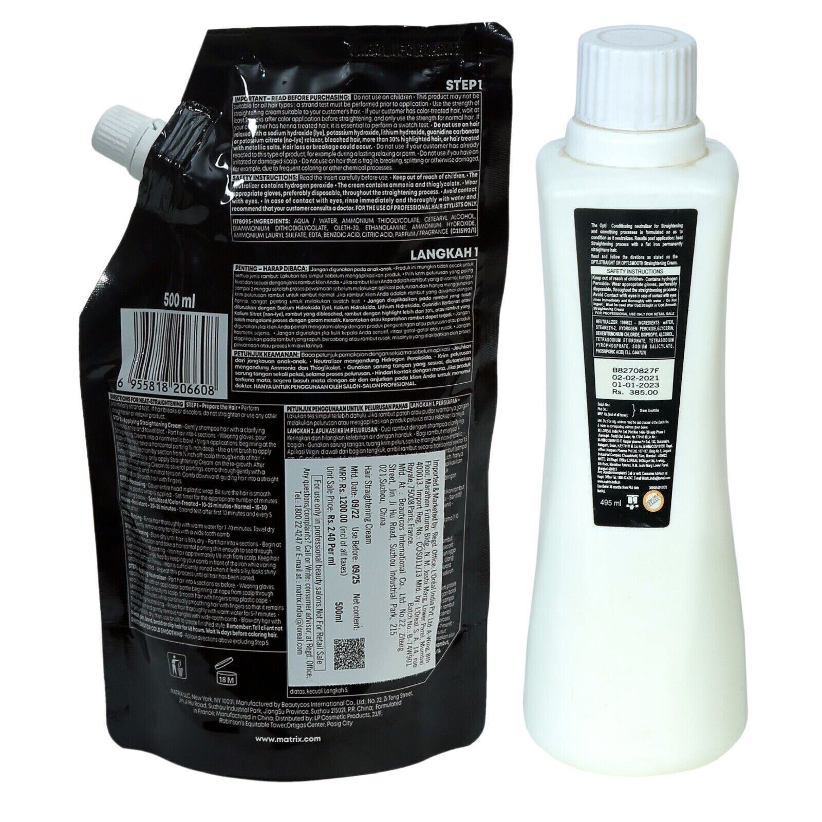 MATRIX Opti. Straightening Cream 500ml for Normal Hair & Neutralizer 500ml thumbnail