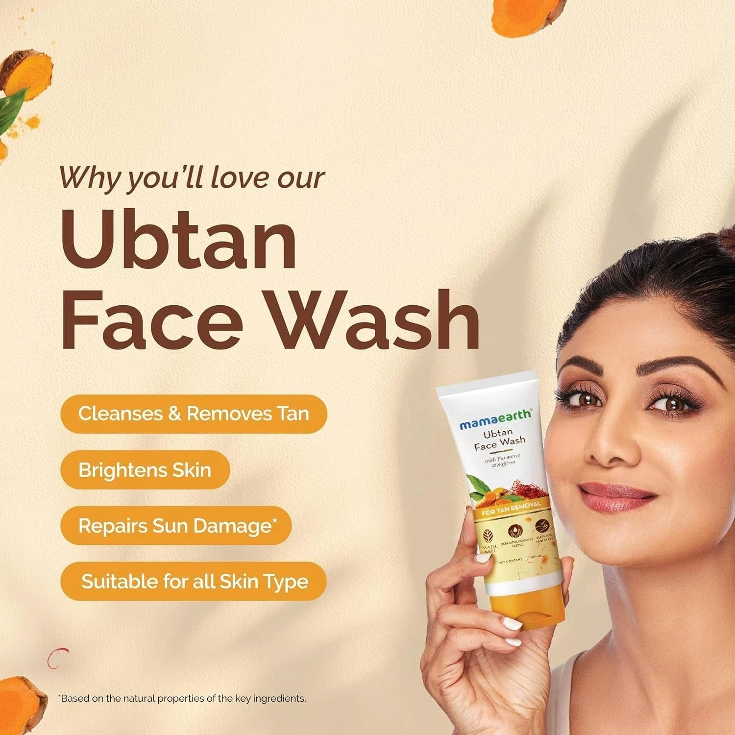Mamaearth Ubtan Natural Face Wash for Dry Skin with Turmeric & Saffron 100ml thumbnail