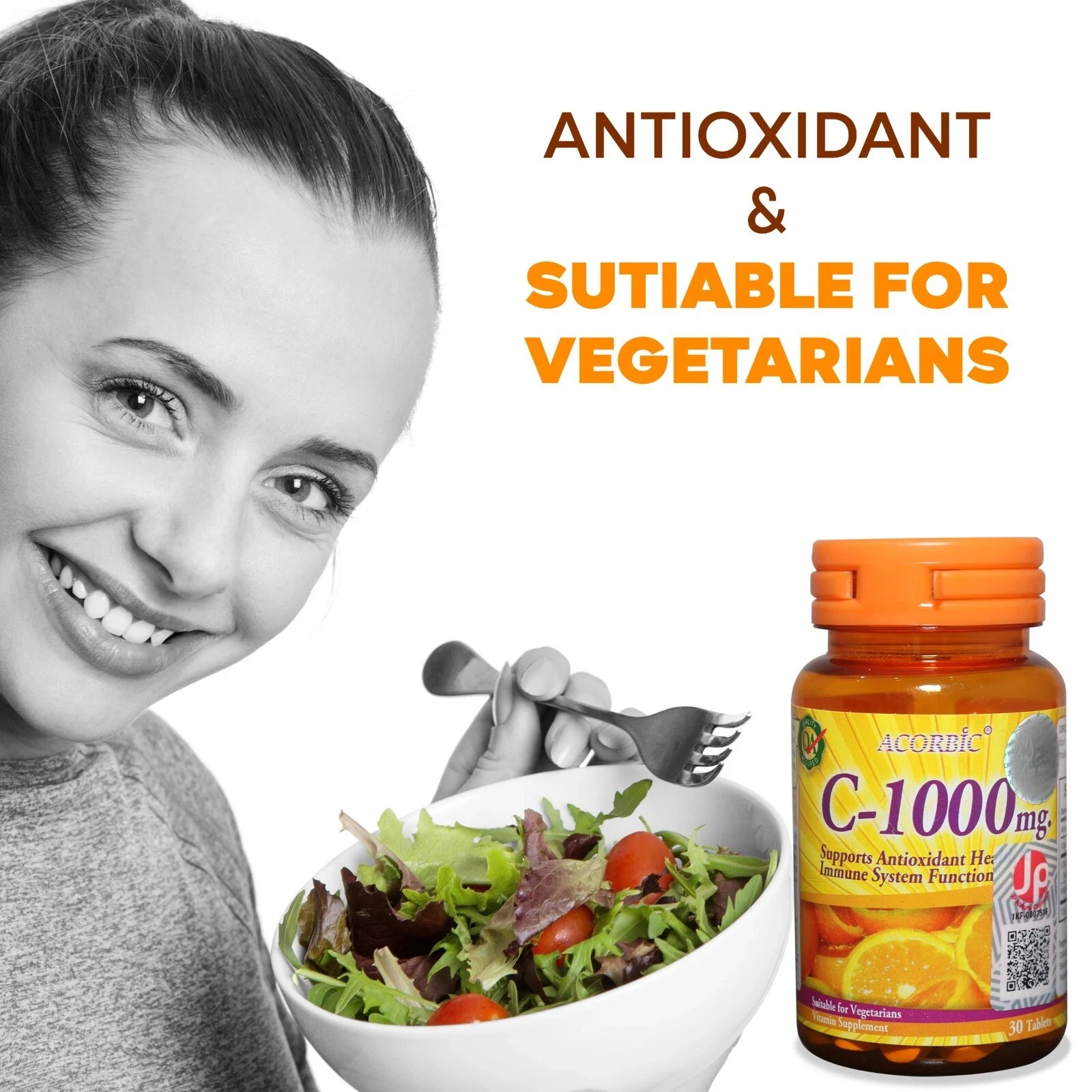 Acorbic C-1000 Vitamin C Tablets For Skin Whitening Natural Supplement 30tabs thumbnail