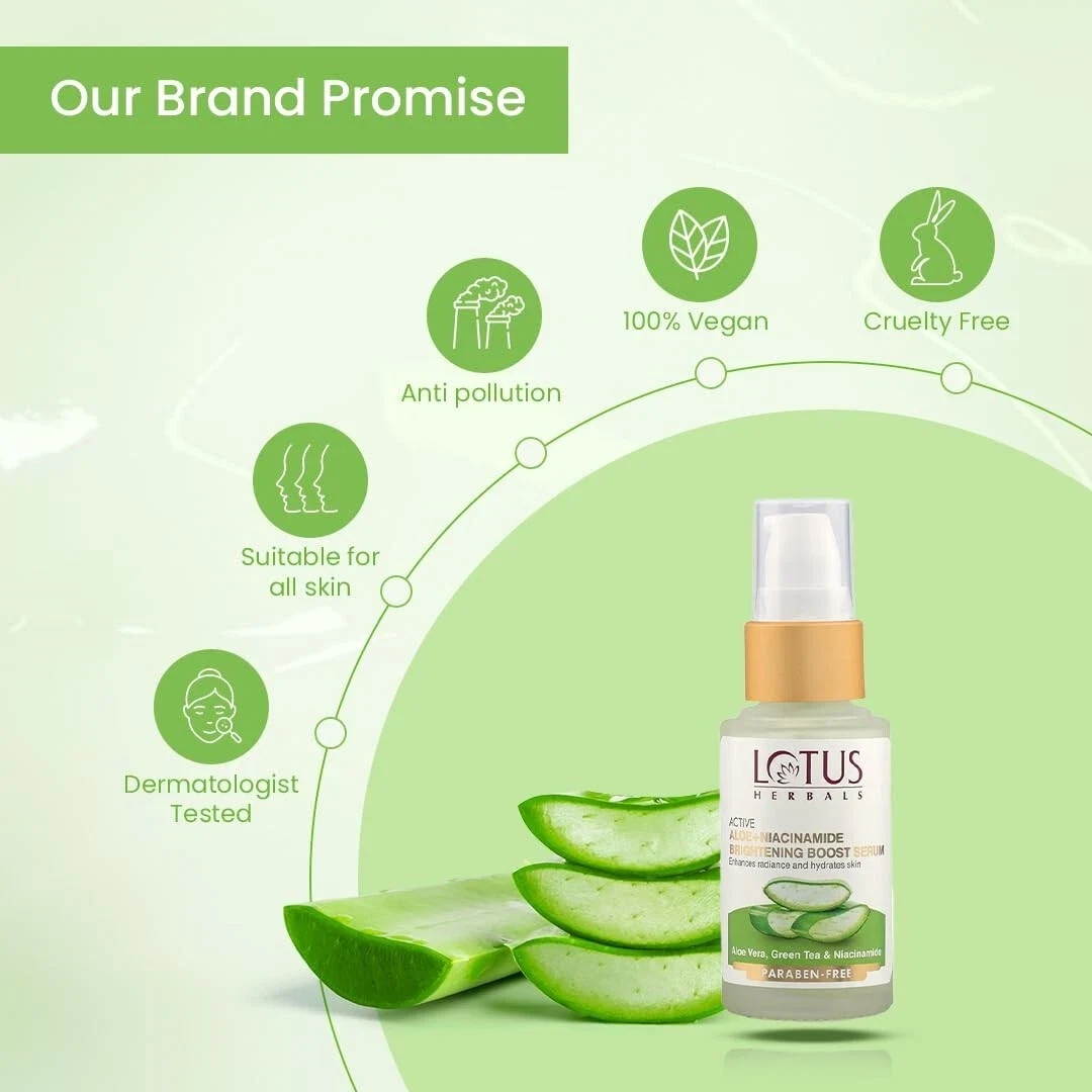 Lotus Herbals Active Aloe + Niacinamide Brightening Boost Serum 30ml thumbnail