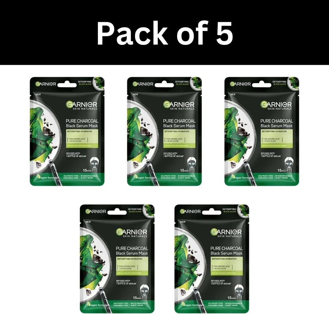 Garnier Skin Naturals Pure Charcoal Black Serum Face Mask For Hydrating Skin 28g thumbnail