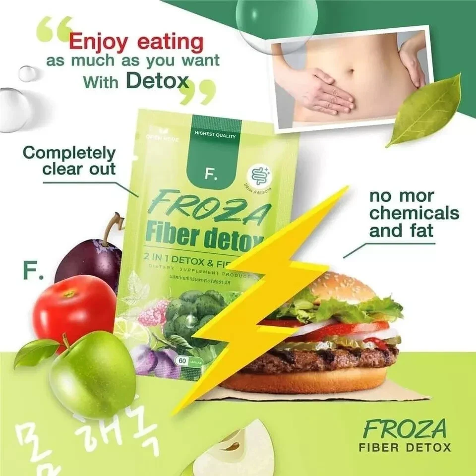 Froza Fiber Detox 2 In 1 Weight Management Fat Control Body Slim 60 Capsules thumbnail
