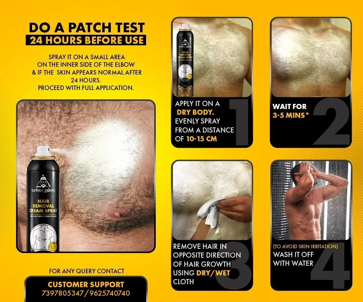 Urbangabru Hair Removal Cream Spray | Painless Body Hair Removal Spray 200ml thumbnail