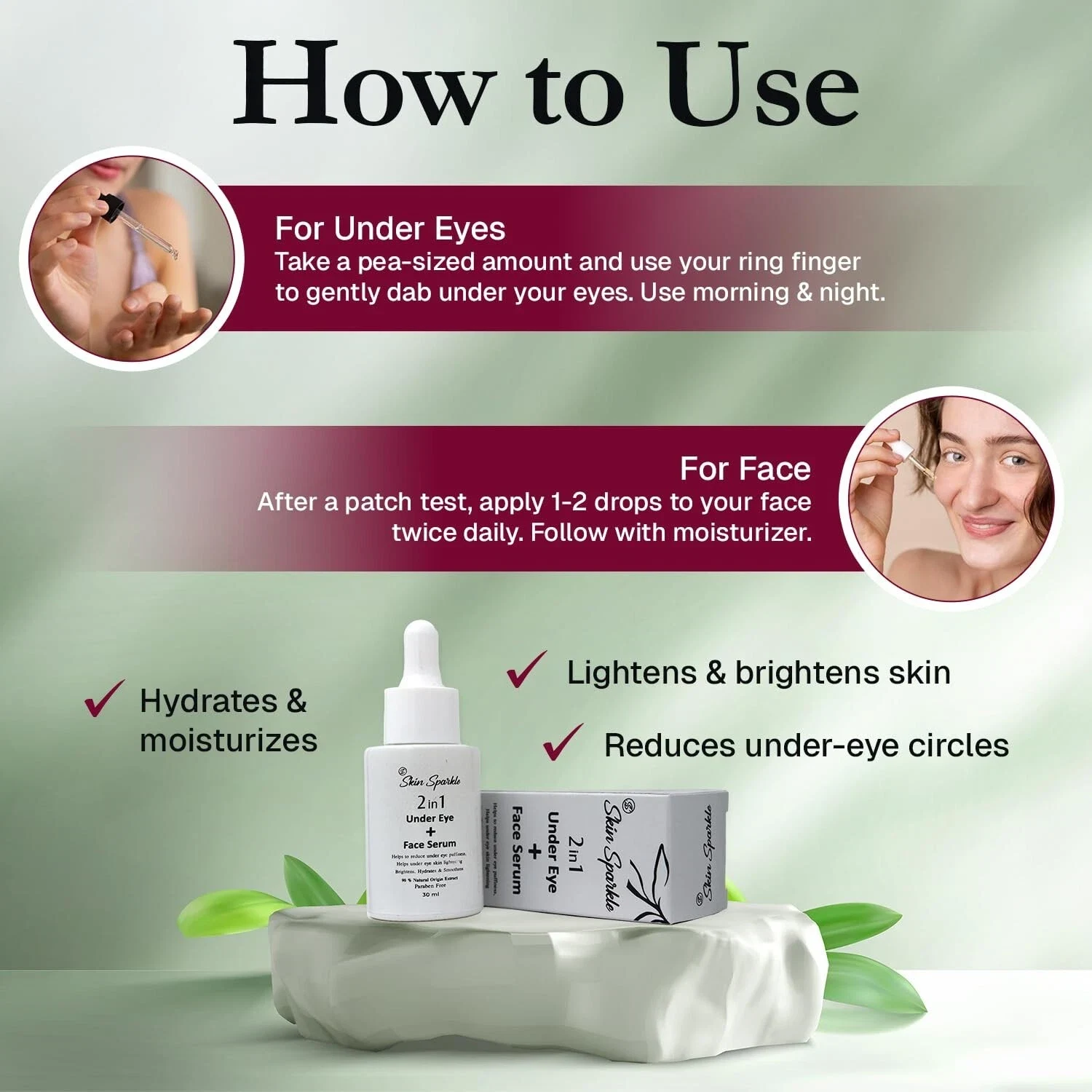 Skin Sparkle 2-in-1 Under Eye + Face Serum Reduces Dark Circles, Puffiness 30ml thumbnail