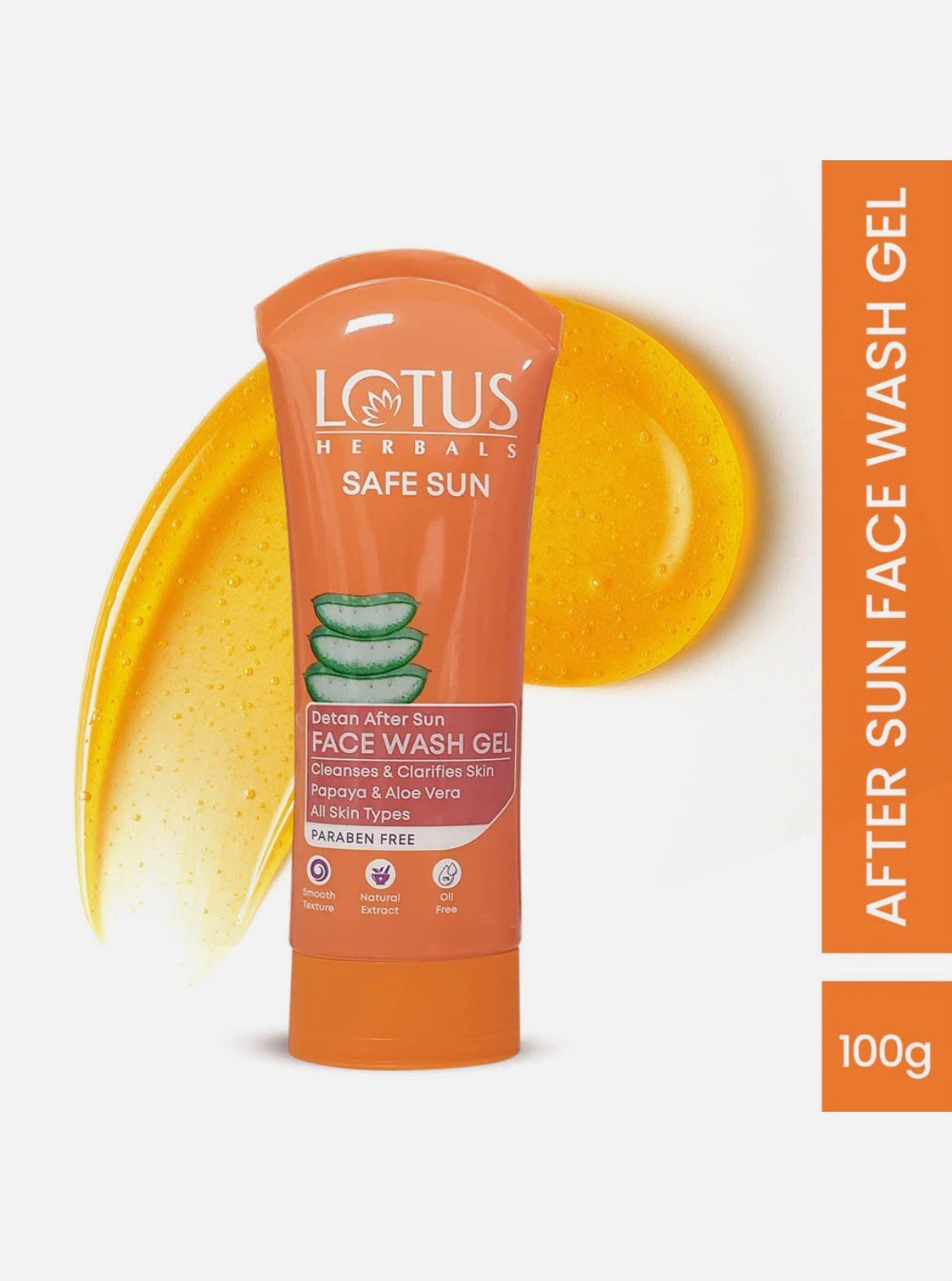 Lotus Herbals Safe Sun DeTAN After-Sun Face Wash Gel With Papaya Aloe Vera 100g thumbnail