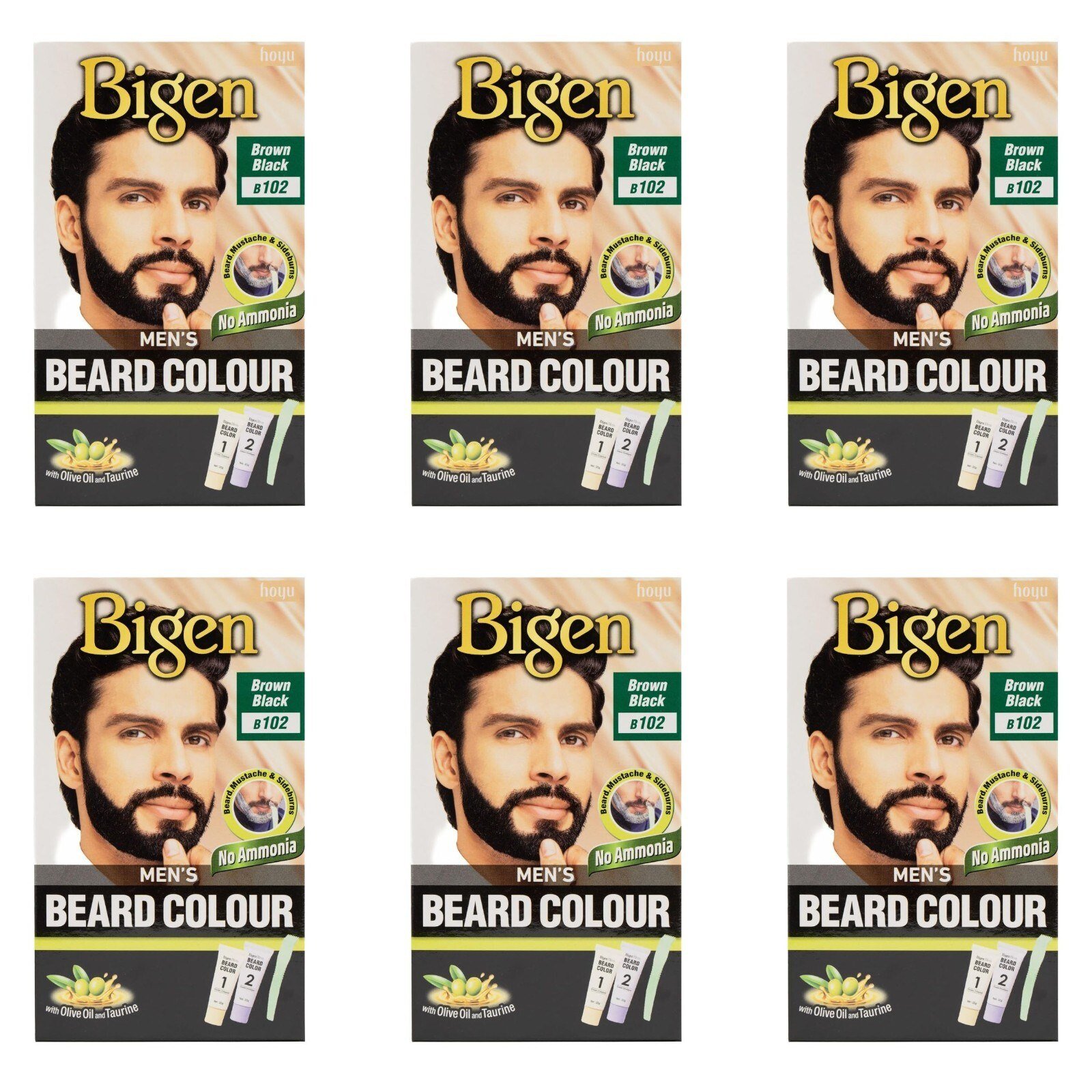 Bigen Mens Beard Colour Brownish Black B102 With Aloe Extract And Olive Oils