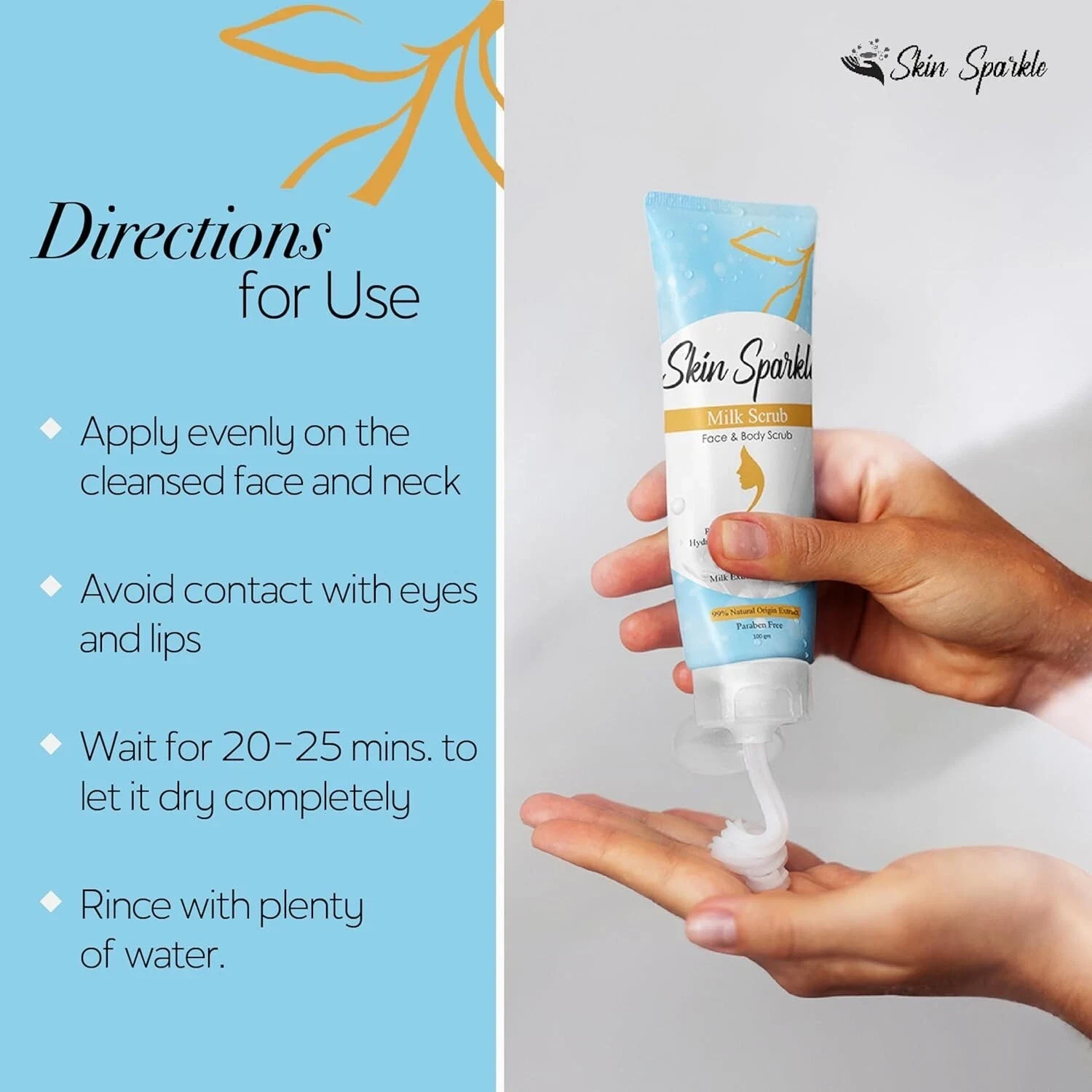 Skin Sparkle Face & Body Milk Scrub For Removes Blackhead & Dead Skin Cells 100G thumbnail