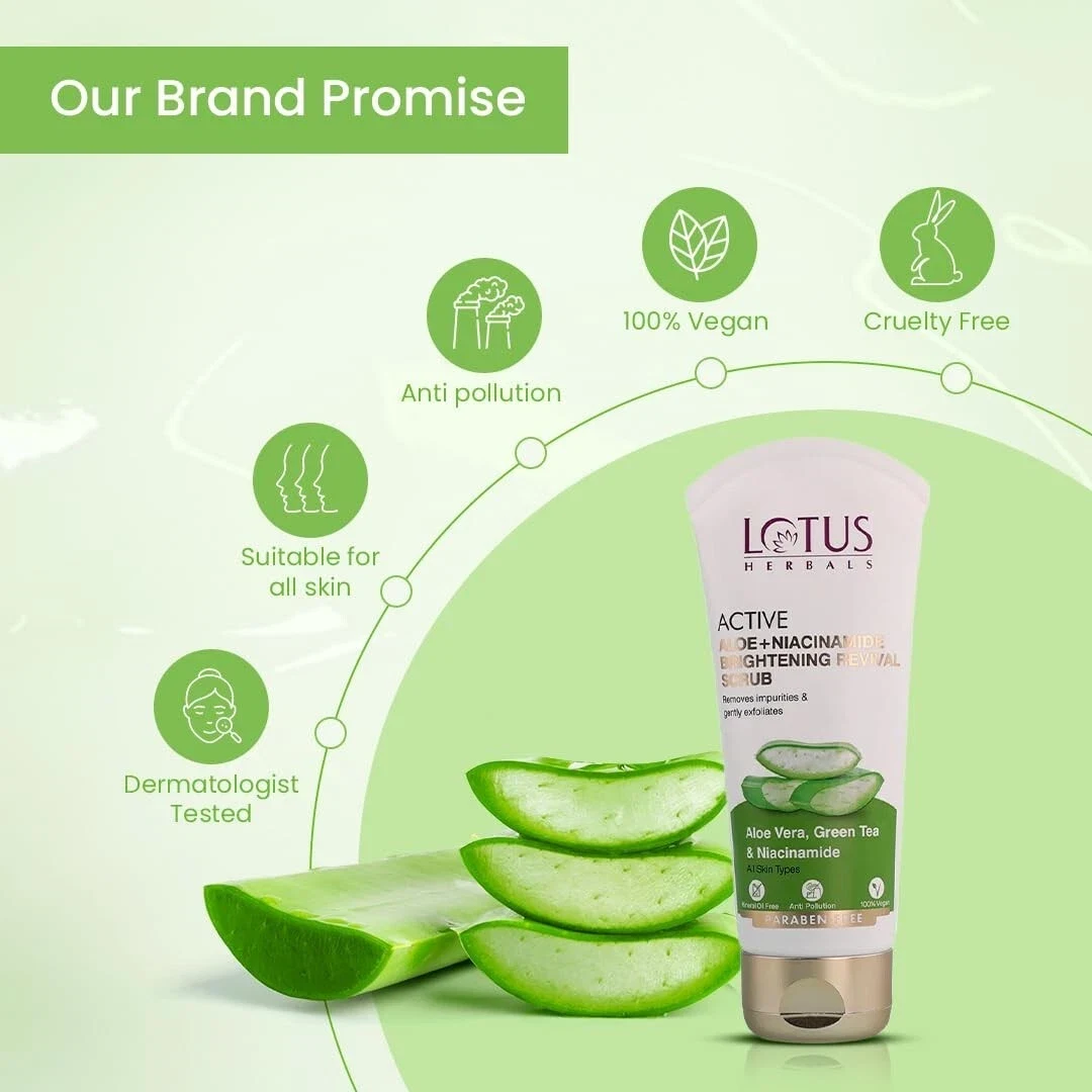 Lotus Herbals Active Aloe + Niacinamide Brightening Revival Scrub| Removes 100gm thumbnail
