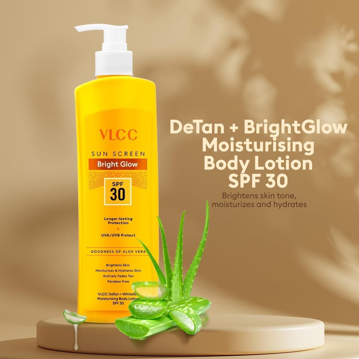 VLCC Bright Glow Body Lotion with SPF 30 PA+++, Cocoa Butter, Shea Butter, Aloe Vera, Almond Oil, 350ml thumbnail