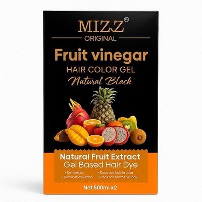 Mizz Natural Black Hair Dye Gel Ammonia-Free for Men and Women 500ml X2