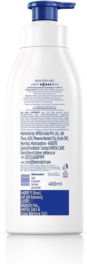 Nivea Extra Whitening Cell Repair Body Lotion Spf 15 thumbnail