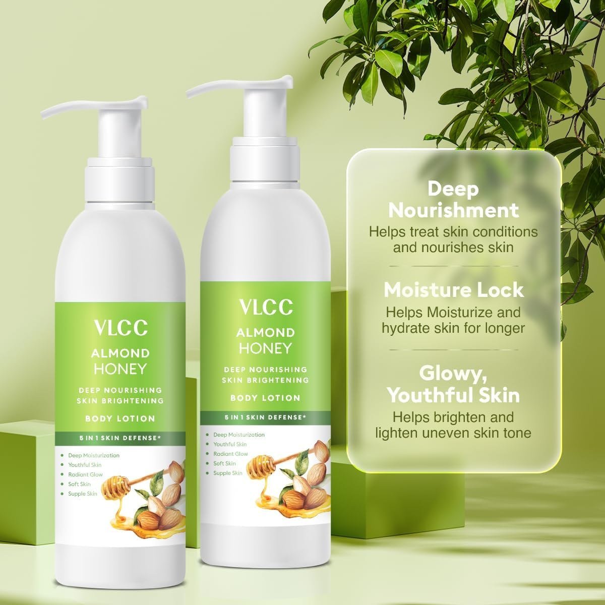 VLCC Almond Honey Deep Nourishing & Skin Brightening Body Lotion -350ml+350ml- Buy One Get One - Deep Nourishment, Glowing & Youthful Skin. thumbnail