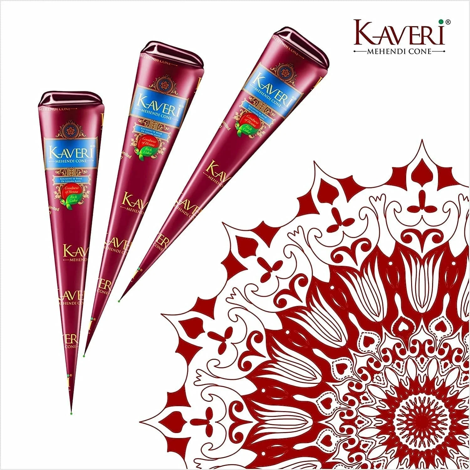 Kaveri Dark Brown Mehndi All Natural Body Art Organic Temporary Tattoo 12 Cones thumbnail
