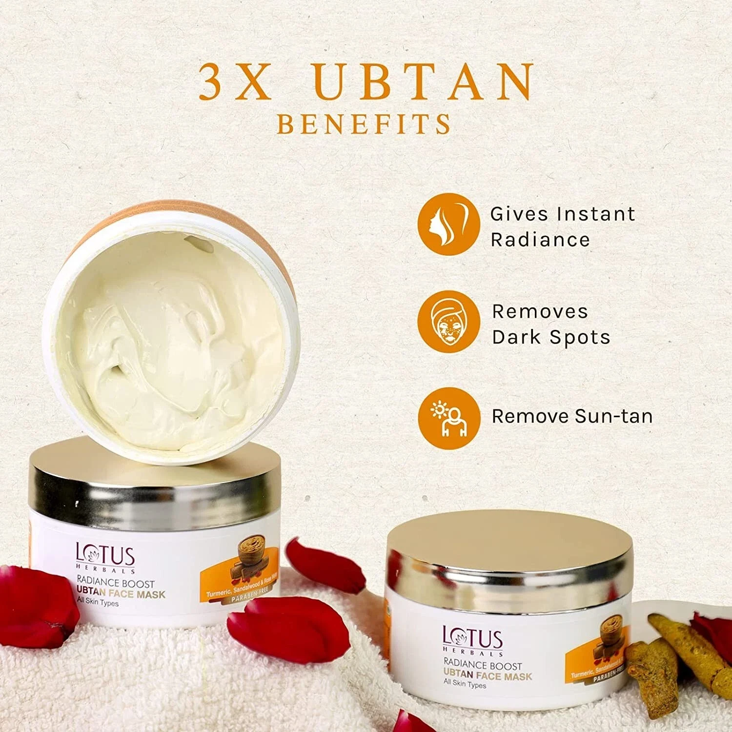Lotus Herbals Radiance Boost Ubtan Face Mask For Reducing Dark Spots 100gm thumbnail