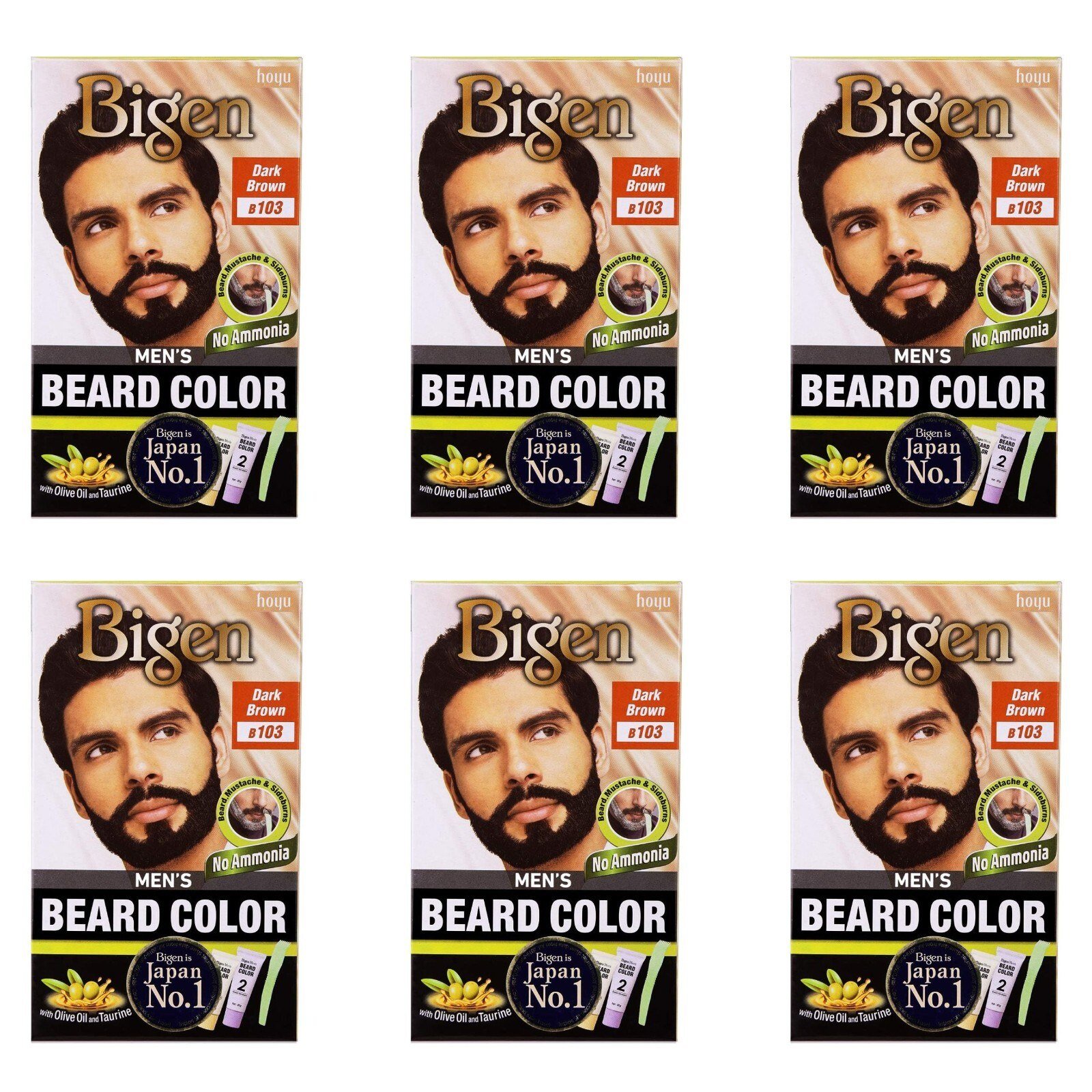 Bigen Mens Beard Colour Dark Brown B103 With Aloe Extract And Olive Oils
