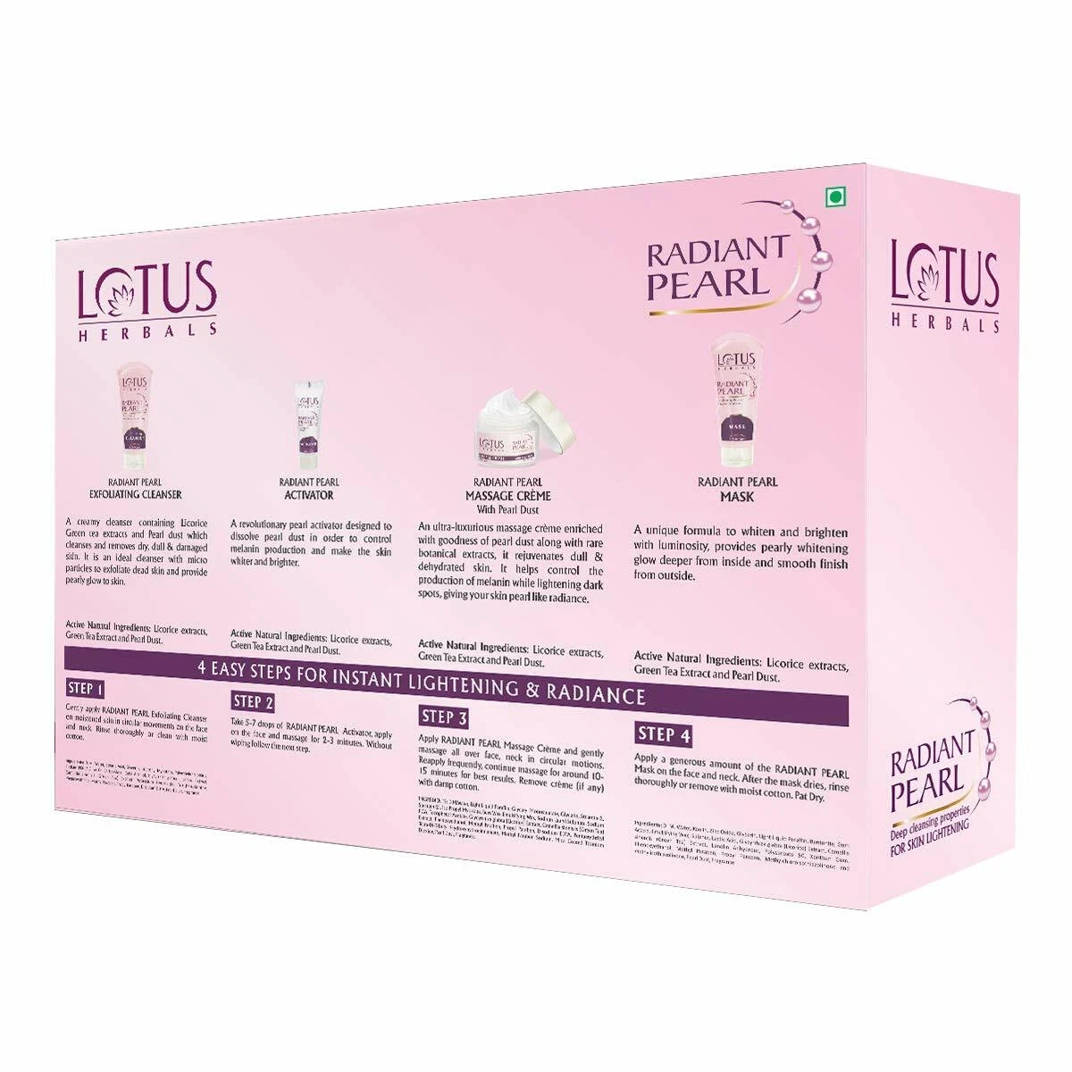 Lotus Herbals Radiant Pearl Facial Kit for Lightening & Brightening Skin 170g thumbnail