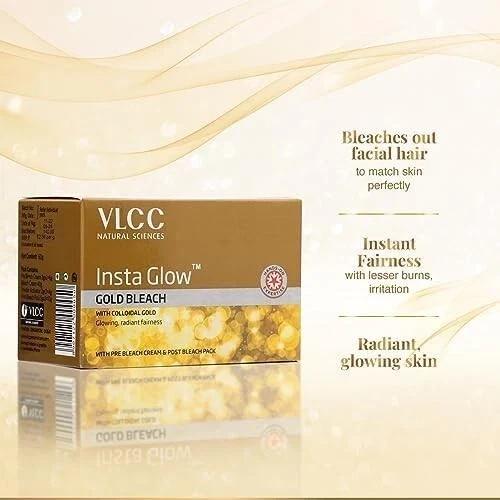 VLCC Insta Glow Gold Bleach with Colloidal Gold For Sparkling Fairness 60g thumbnail