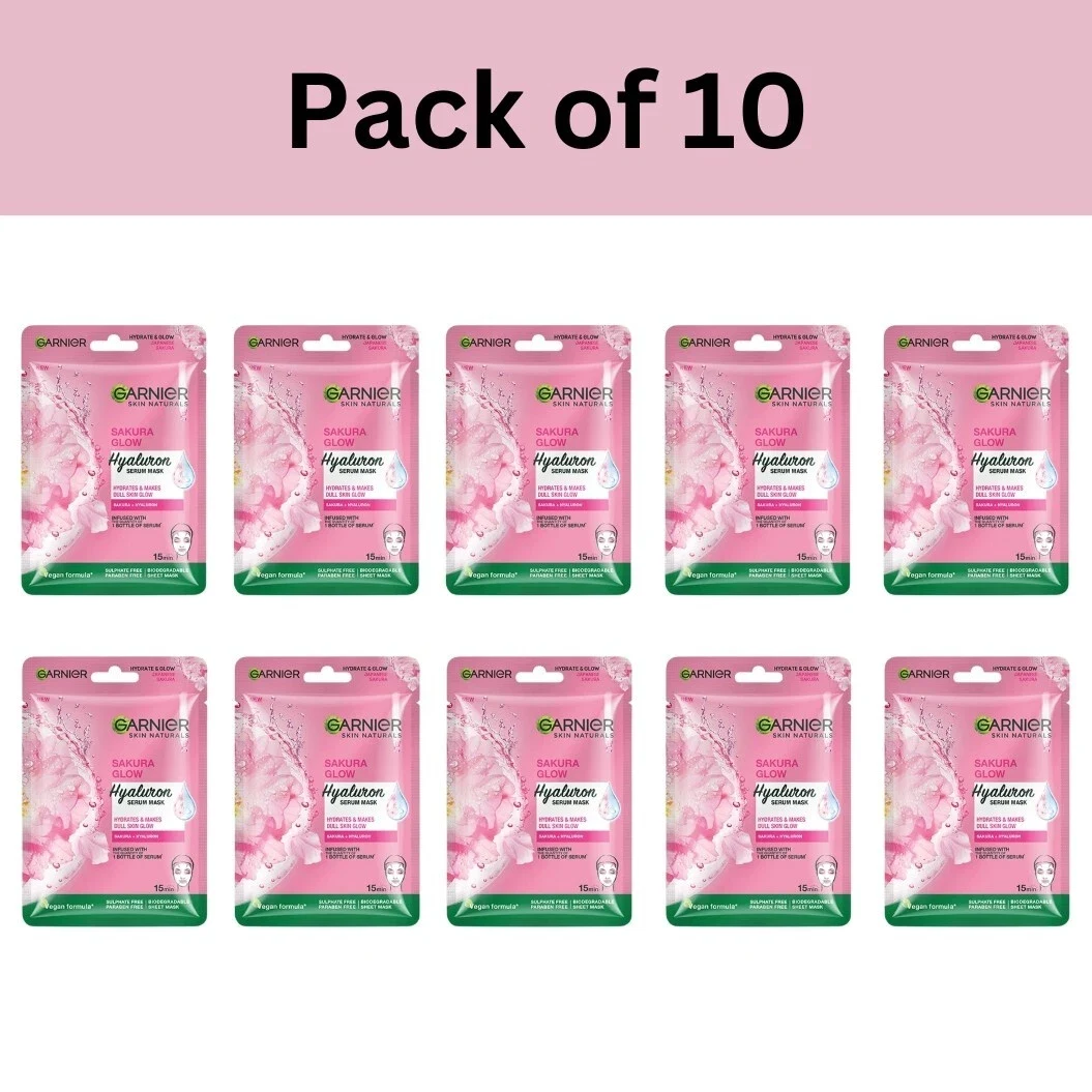 Garnier Skin Naturals Sakura White Face Serum Sheet Mask For Increases Glow 28g