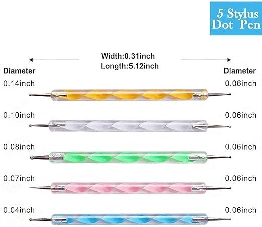 5PCS Nail Art Dotting Tools Set Double Ended Dot Pen Marble Painting Design Tool