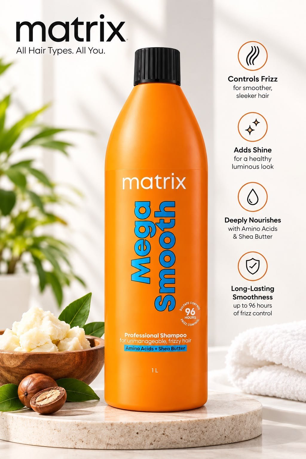 Matrix Mega Smooth Professional Shampoo for Frizzy Hair with Shea Butter 1L thumbnail