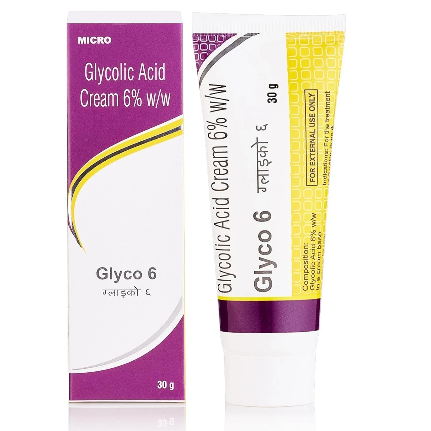 Glyco 6 Glycolic Acid Cream For Dry Skin Acne Hyperpigmention 30g
