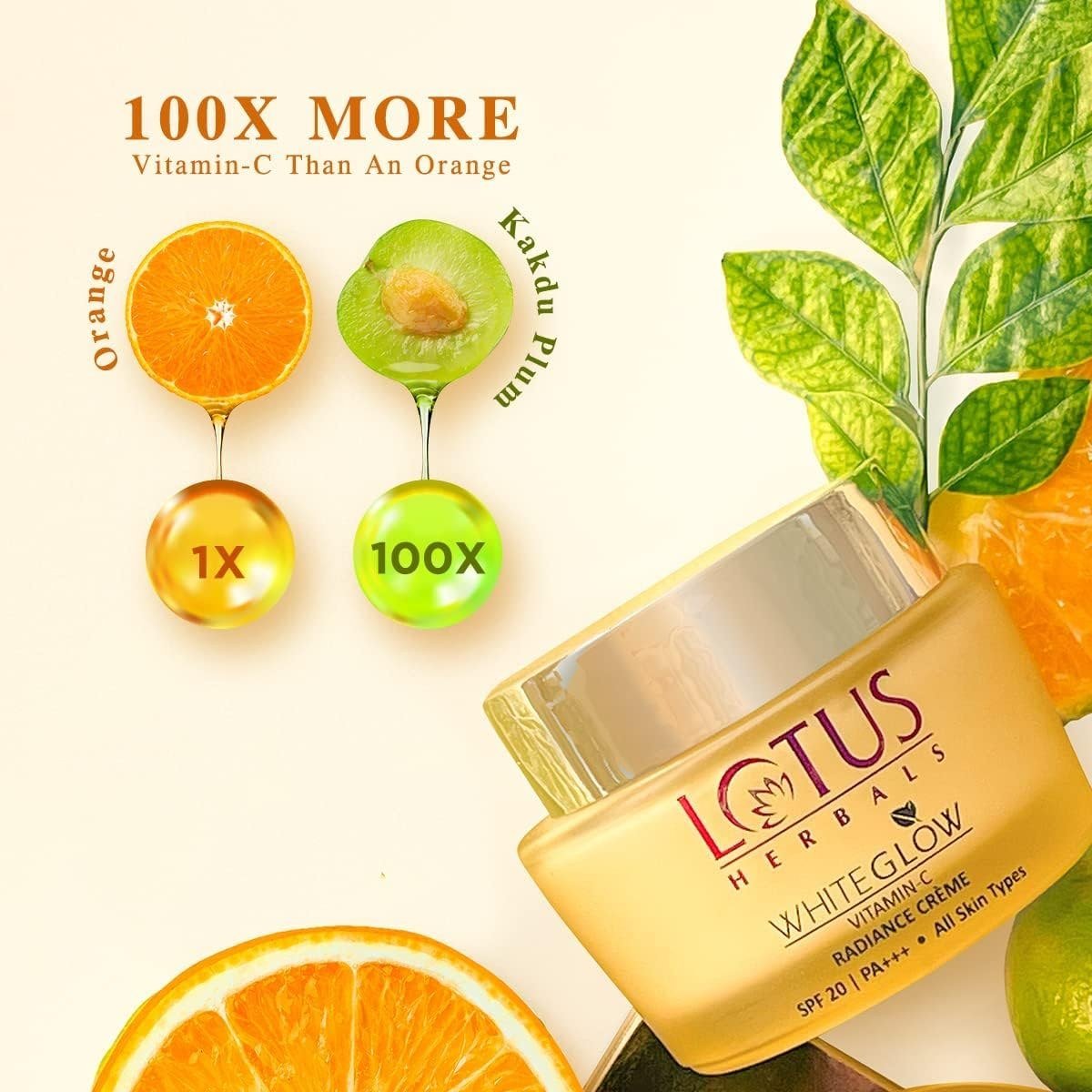 Lotus Herbals WhiteGlow Vitamin C Radiance Cream | SPF 20 | For Dark Spots & Dull Skin | Anti- Pollution | 50g thumbnail